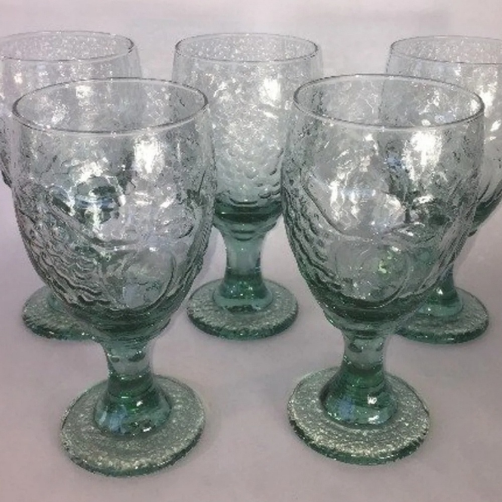 7 Spanish Green Goblets/ Glasses